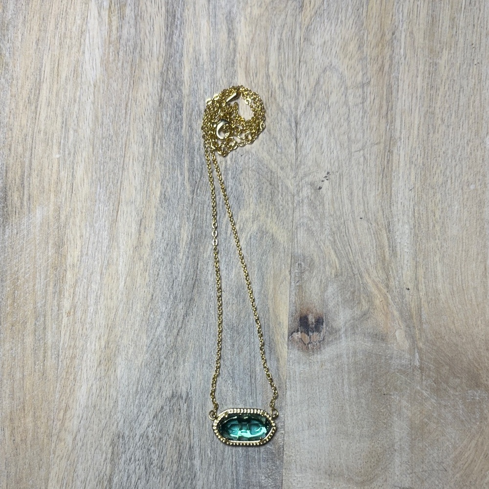 Kendra Scott Gold Necklace with Teal Gem